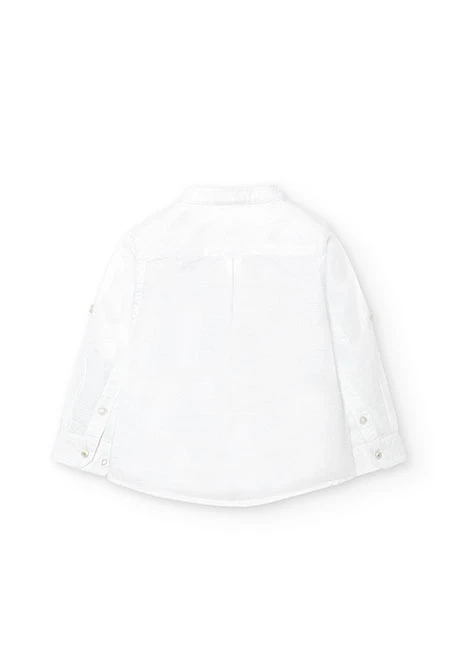 Camisa de bebè nen de lli en color blanc