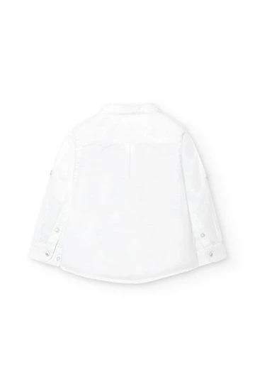Camicia da neonato di lino bianca