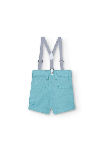 Leinen-Bermuda-Shorts, mit Trägern, für Baby-Jungen in Farbe Grün
