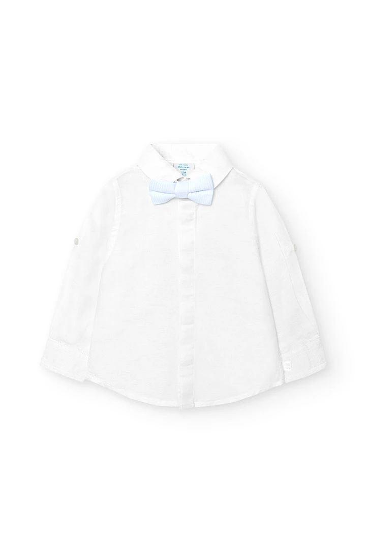 Chemise en lin pour bébé garçon, coloris blanc