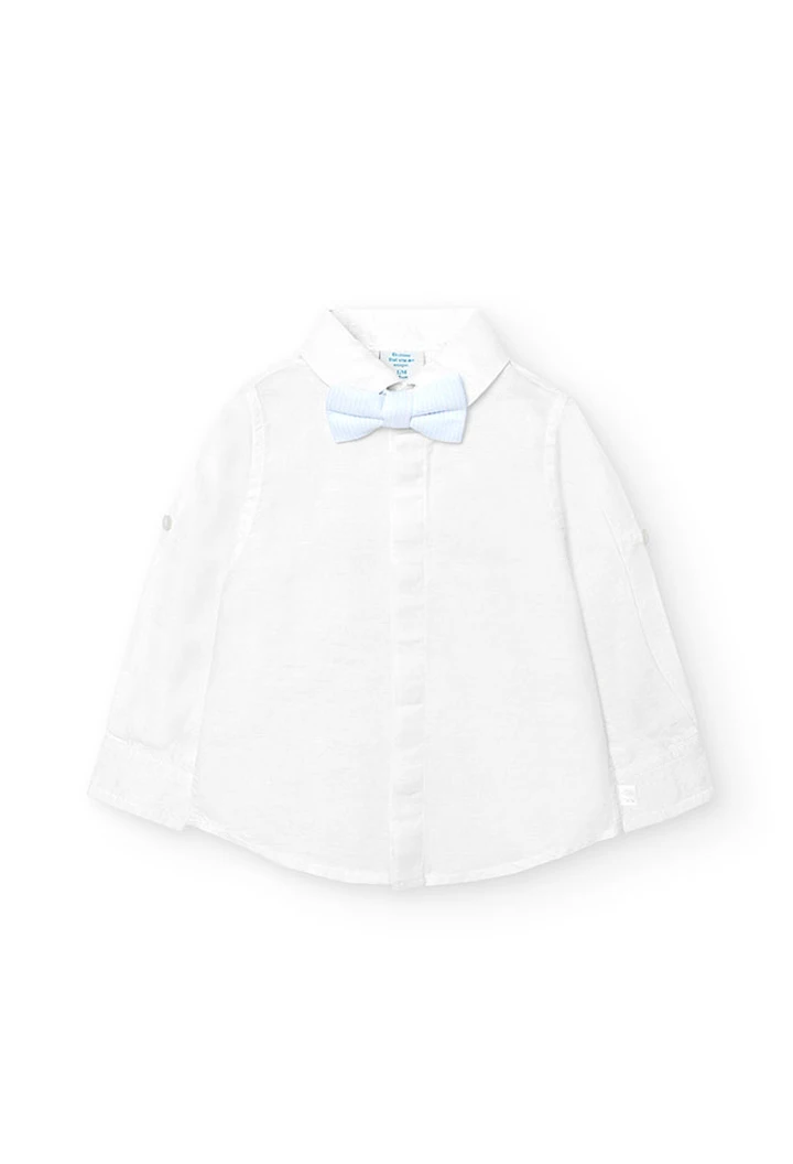 Chemise en lin pour bébé garçon, coloris blanc