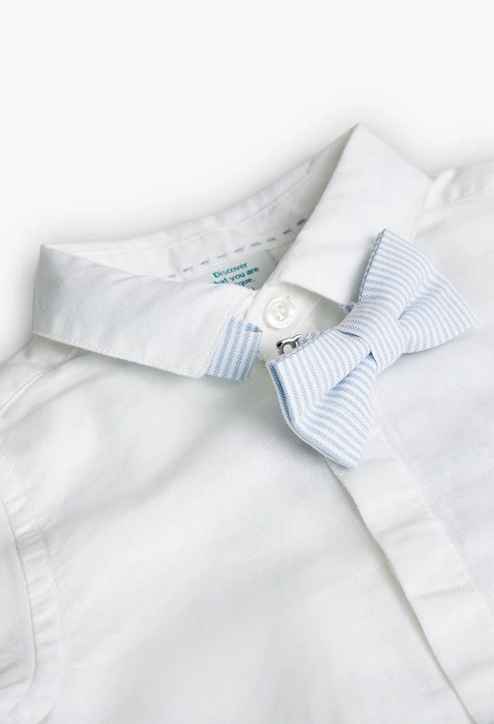 Chemise en lin pour bébé garçon, coloris blanc
