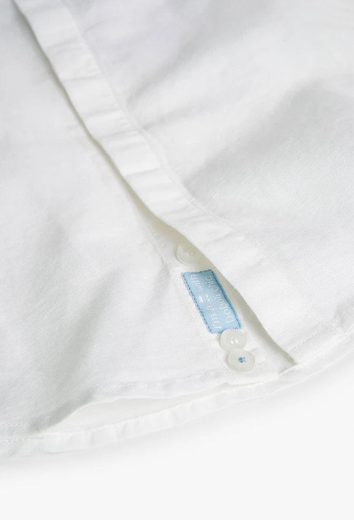 Chemise en lin pour bébé garçon, coloris blanc