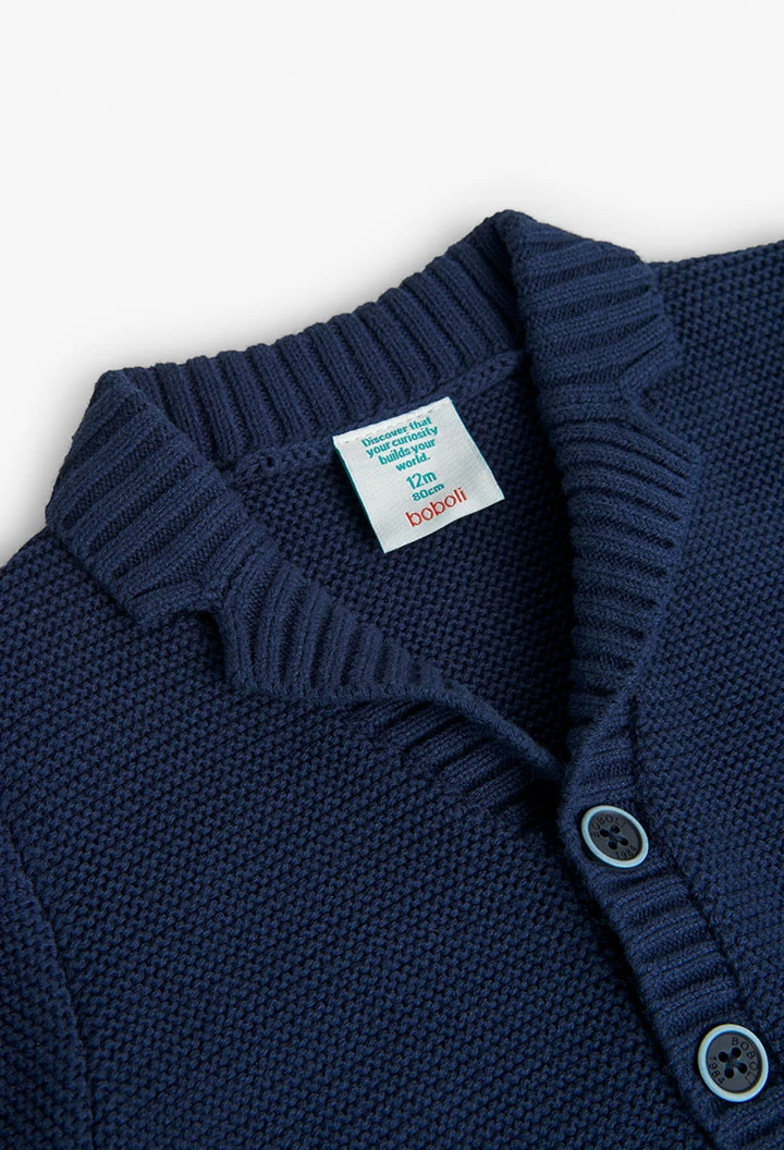 Tricotage-Jacke für Baby-Jungen, in Farbe Marineblau