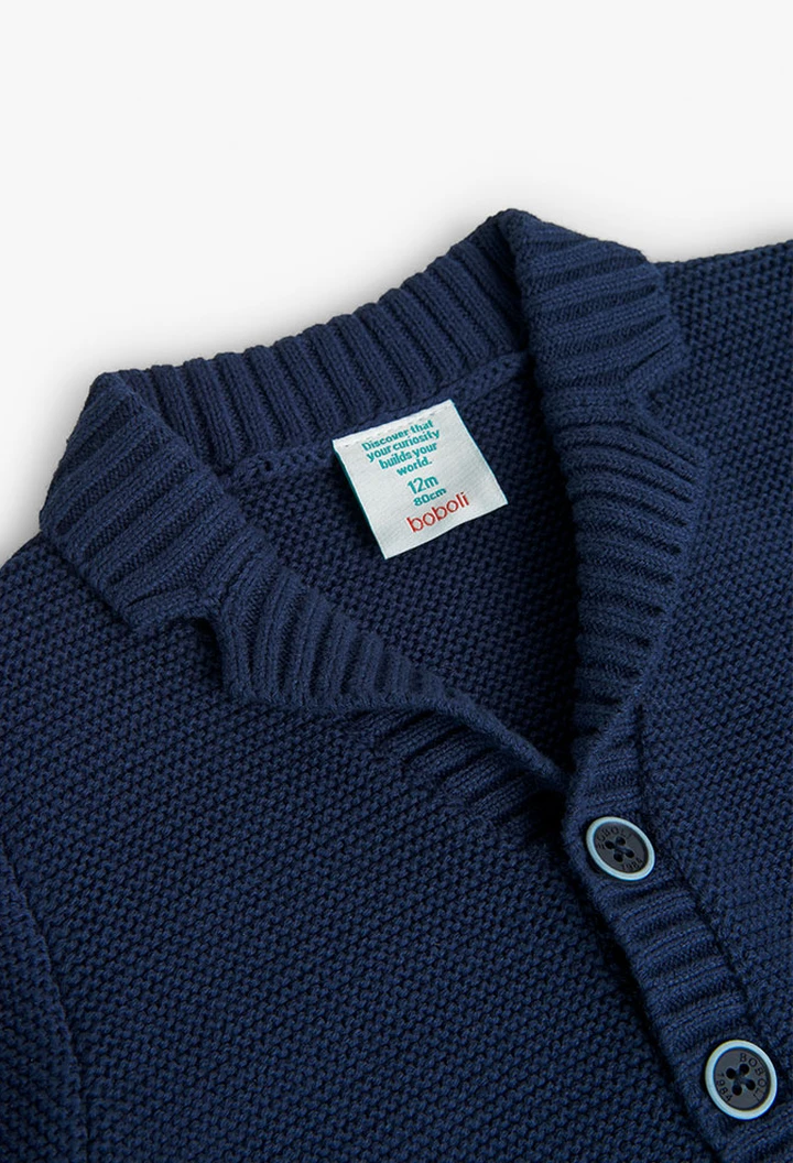 Veste tricotée pour bébé garçon en bleu marine