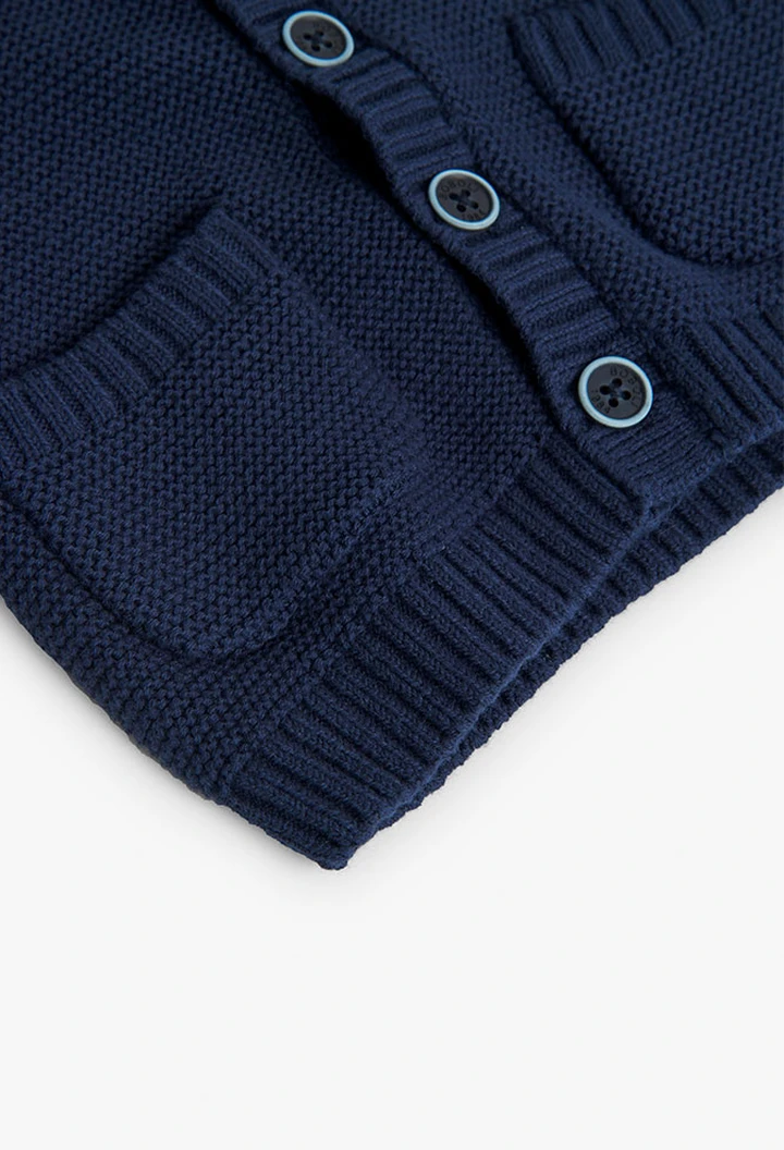 Veste tricotée pour bébé garçon en bleu marine