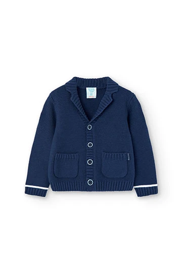 Jaqueta de tricotosa de bebè nen en blau marí