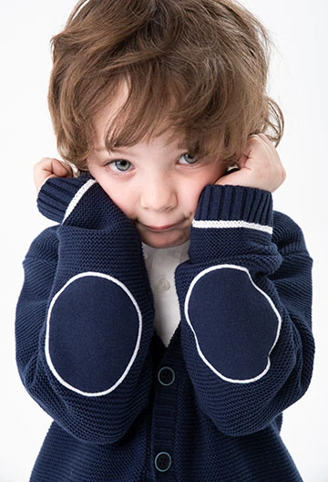Baby boy\'s navy blue knit jacket