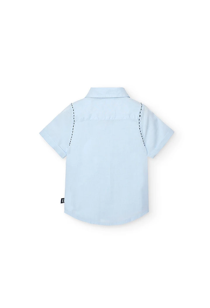 Chemise fil a fil pour bébé garçon en couleur bleue