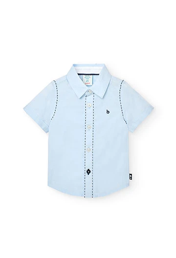 Camisa fil a fil de bebè nen en color blau
