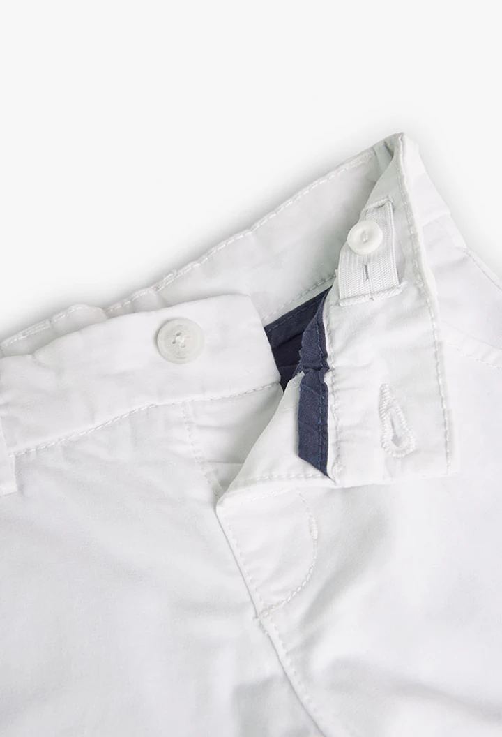 Bermuda satin blanc pour bébé garçon