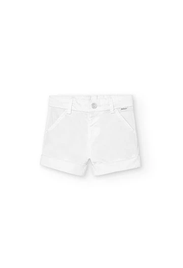 Satin-Bermuda-Shorts für Jungen, in Farbe Weiß