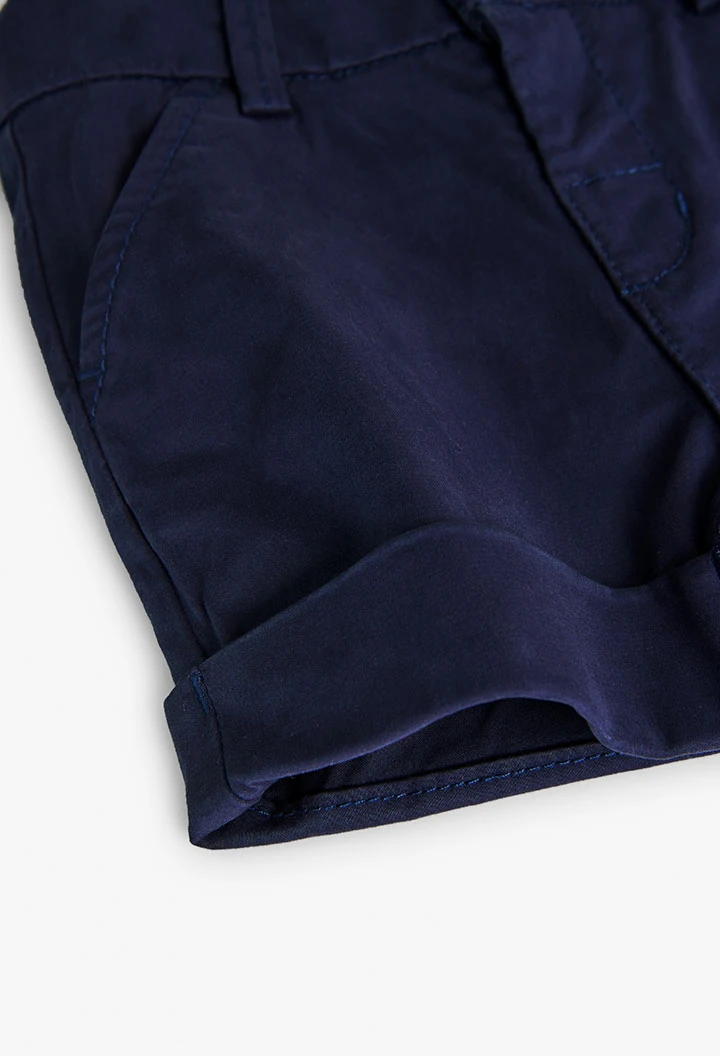 Satin-Bermuda-Shorts für Baby-Jungen, in Farbe Marineblau