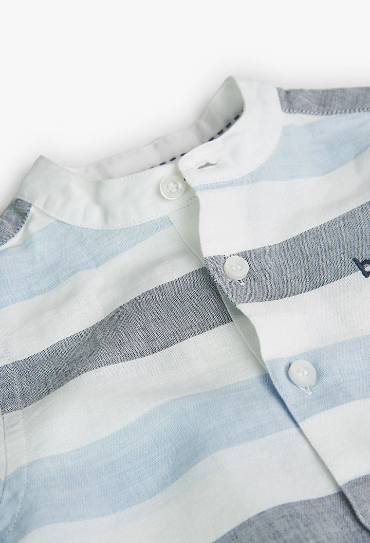 Camisa de lino de bebé niño listada