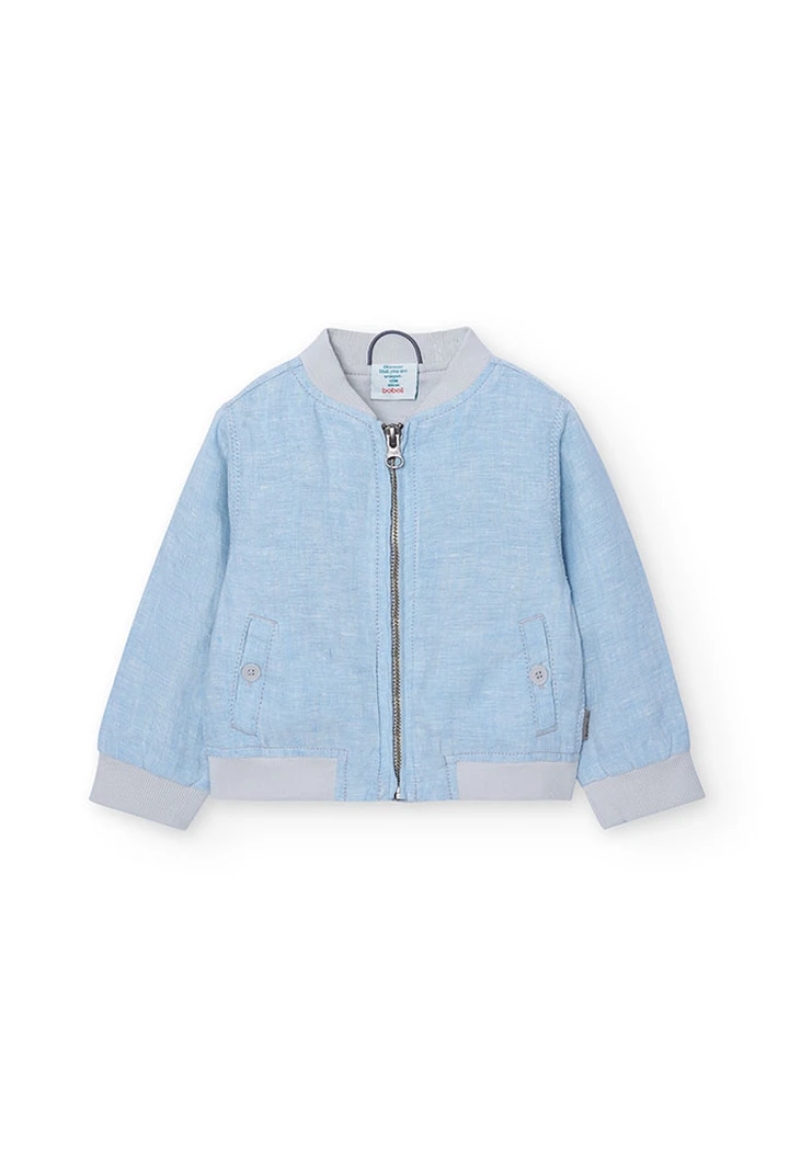 Veste en lin bicolore pour garçon, bleu