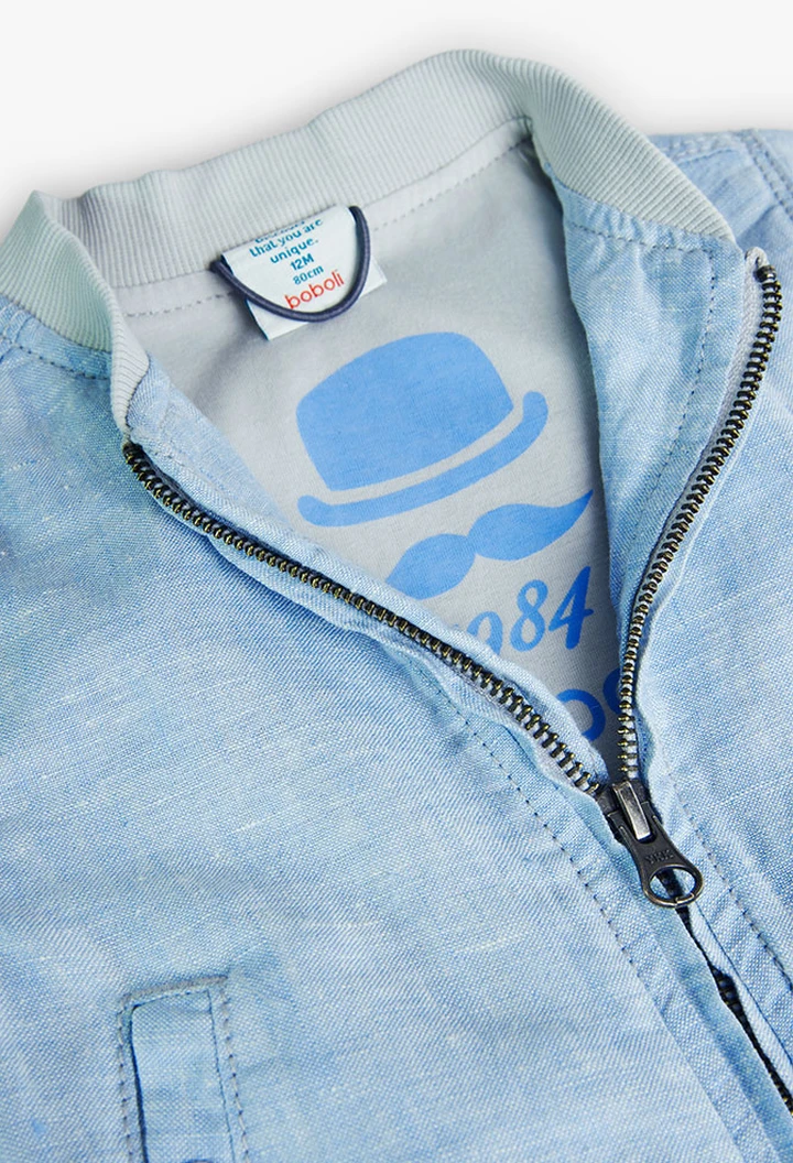 Veste en lin bicolore pour garçon, bleu