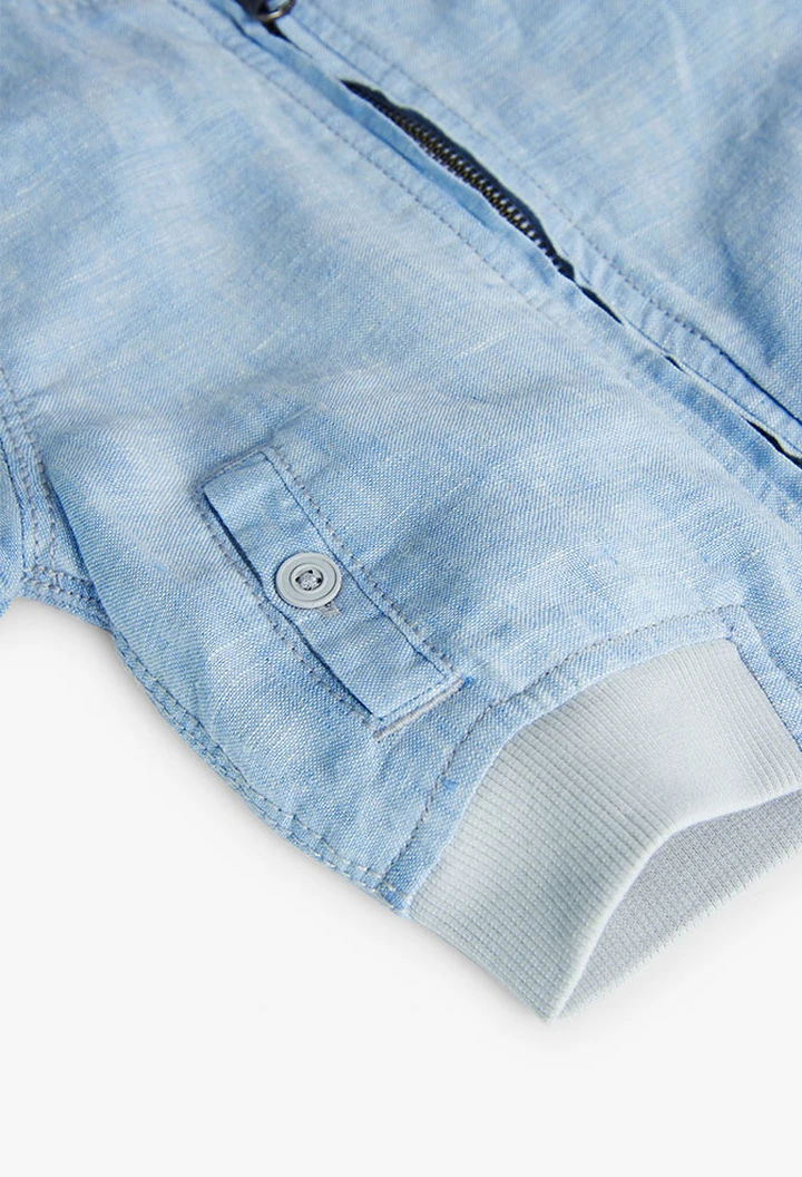 Veste en lin bicolore pour garçon, bleu