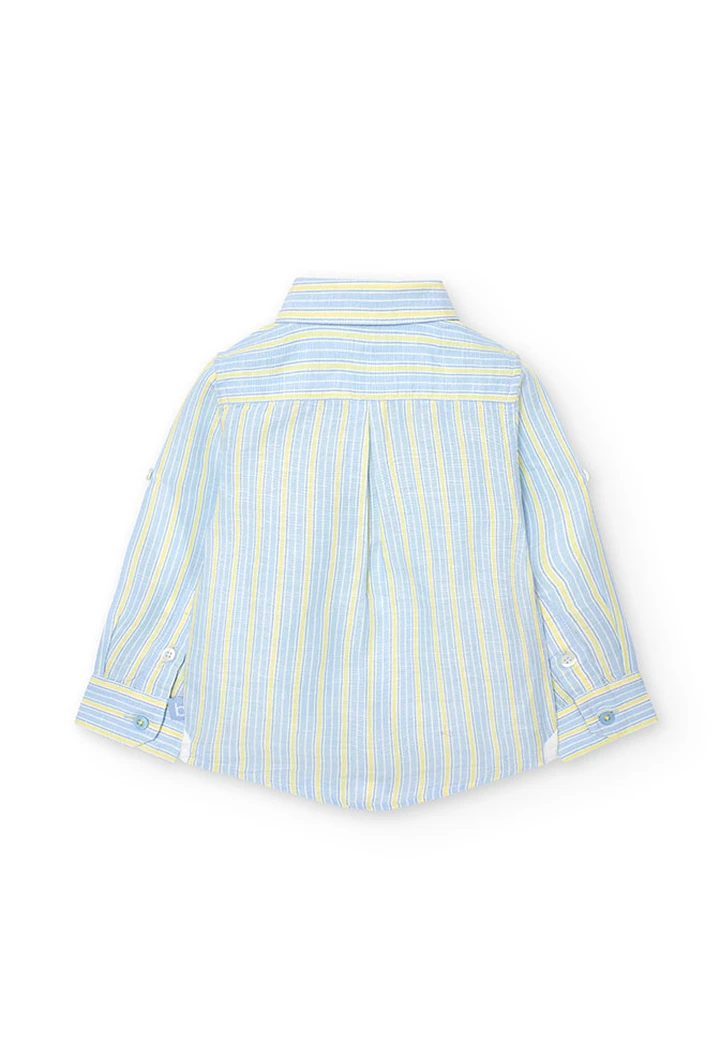 Chemise en lin à rayures pour bébé garçon, couleur bleue