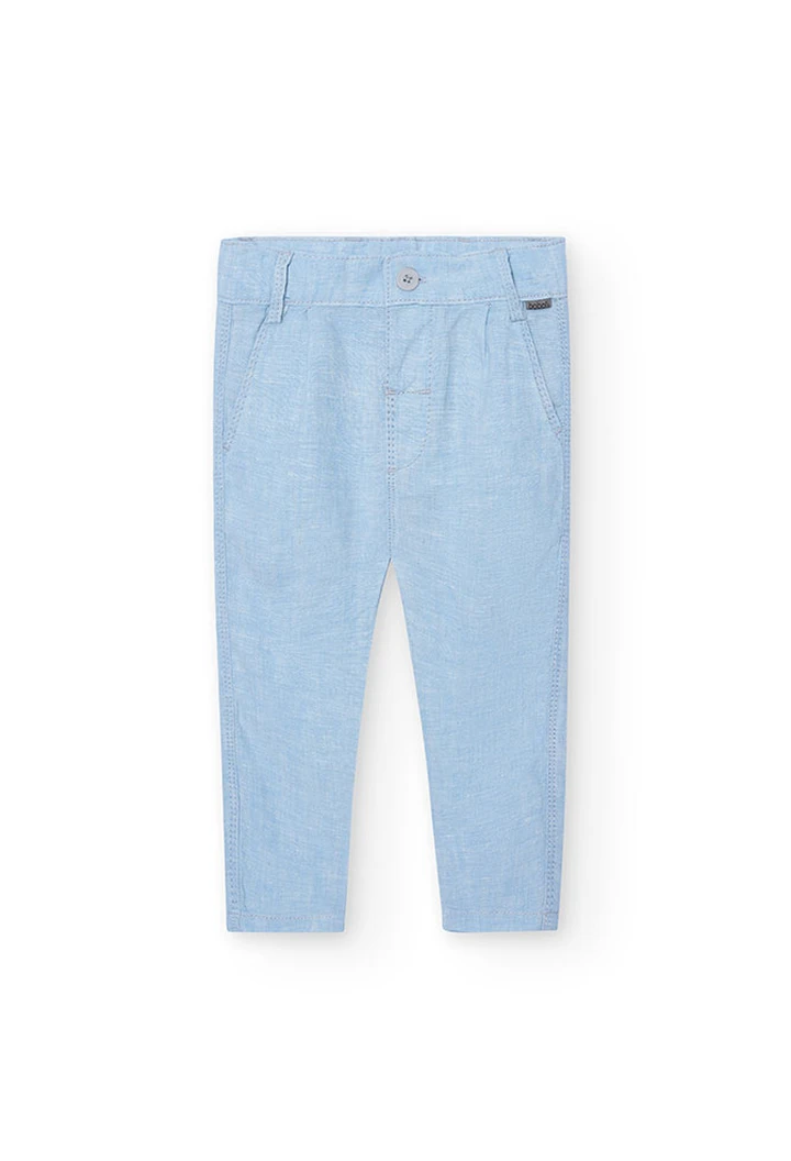 Pantalon bicolore en lin, bleu, pour bébé garçon
