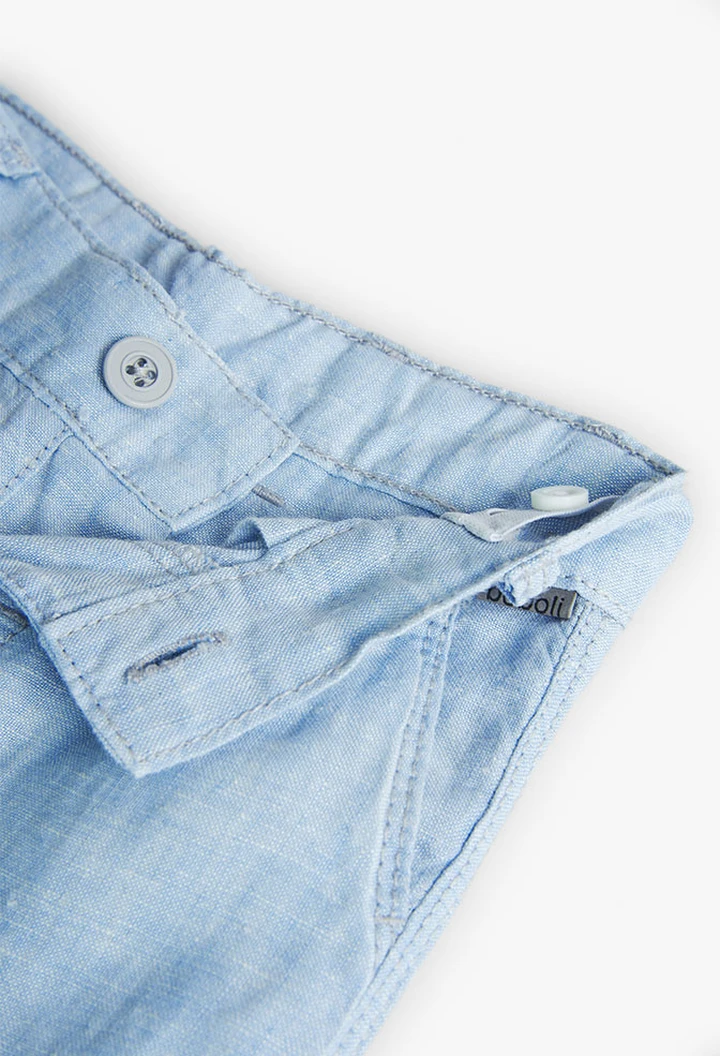 Pantalon bicolore en lin, bleu, pour bébé garçon