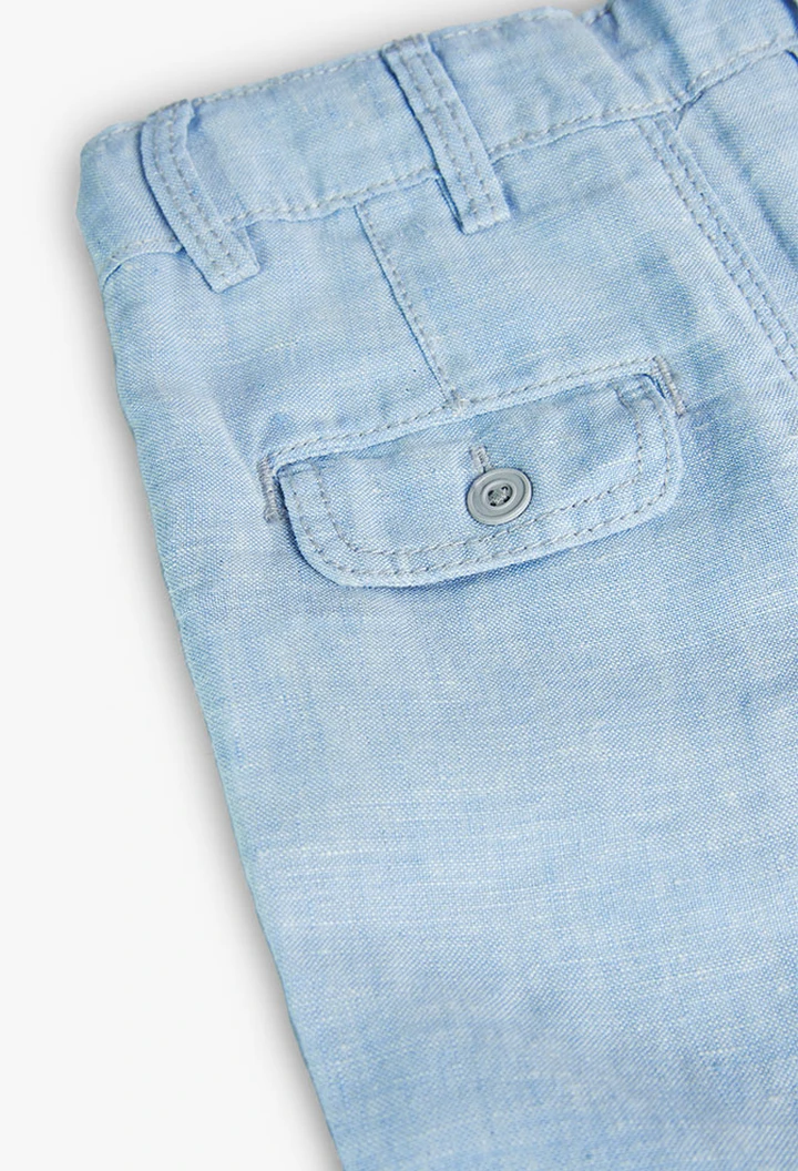 Pantalon bicolore en lin, bleu, pour bébé garçon