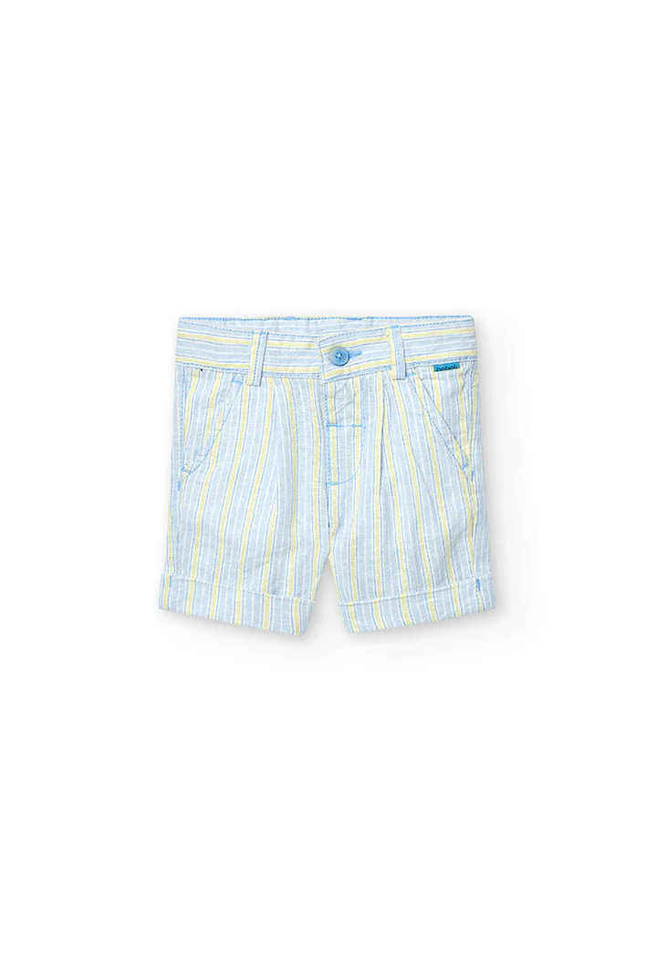Leinen-Bermuda-Shorts gestreift, für Baby-Jungen, in Farbe Beige