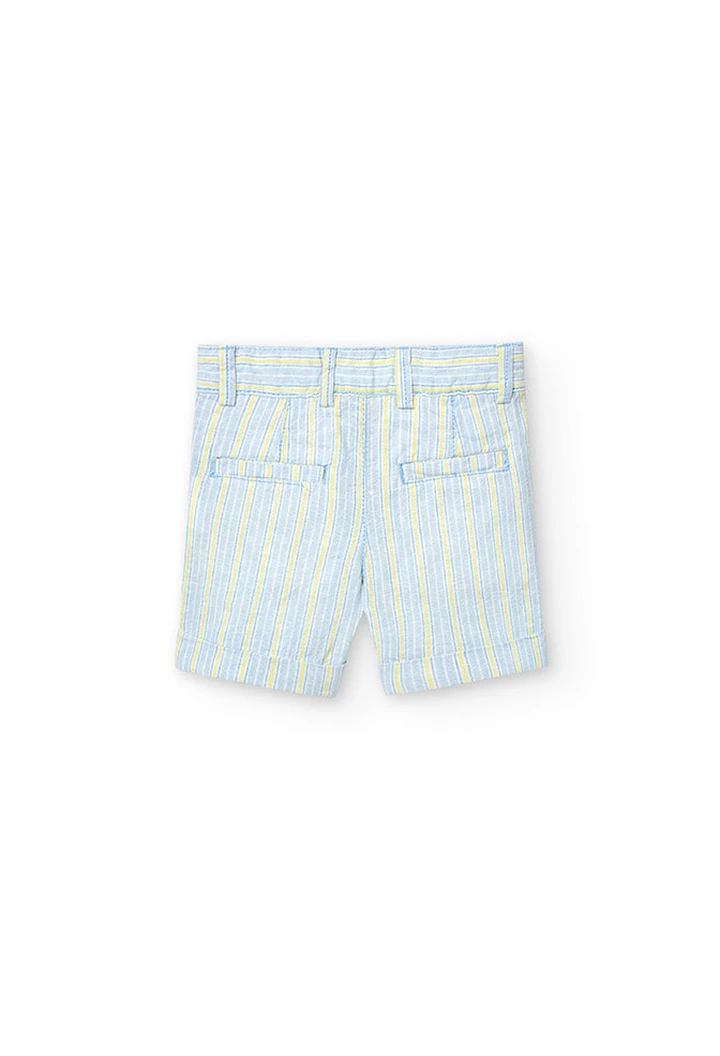 Bermuda en lin rayé beige pour bébé garçon