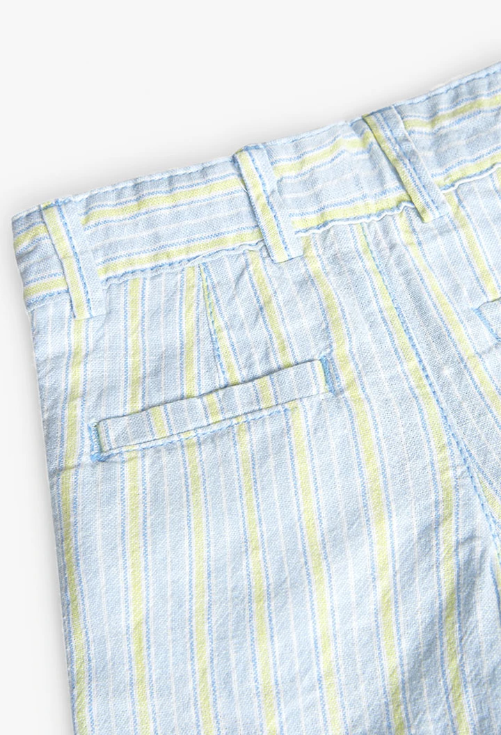 Bermuda en lin rayé beige pour bébé garçon