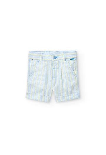 Leinen-Bermuda-Shorts gestreift, für Baby-Jungen, in Farbe Beige