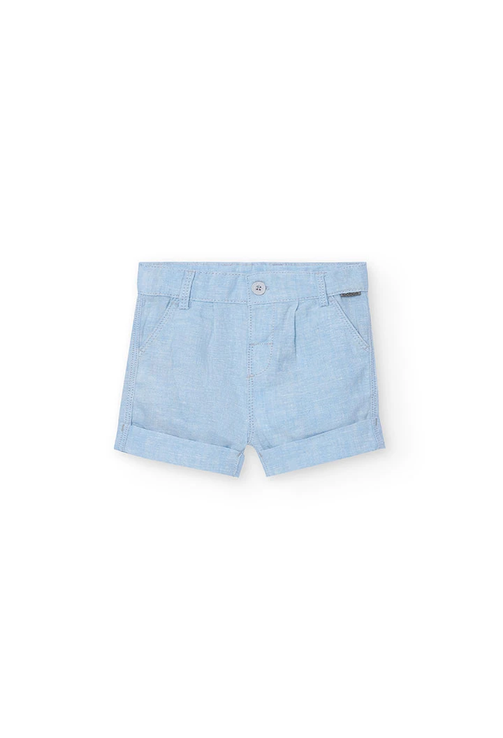 Leinen-Bermuda-Shorts, für Baby-Jungen, in Farbe Blau