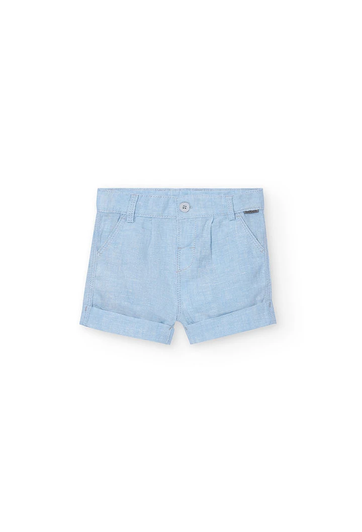 Bermuda garçon en lin bicolore couleur bleue