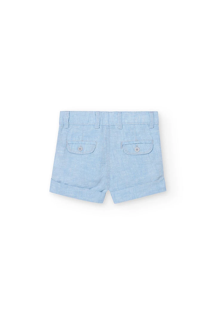 Bermuda garçon en lin bicolore couleur bleue