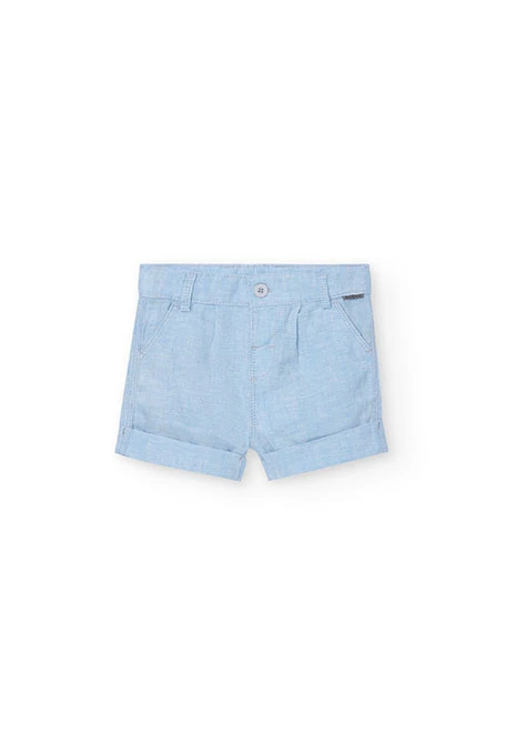 Two-tone linen shorts for baby boys in blue