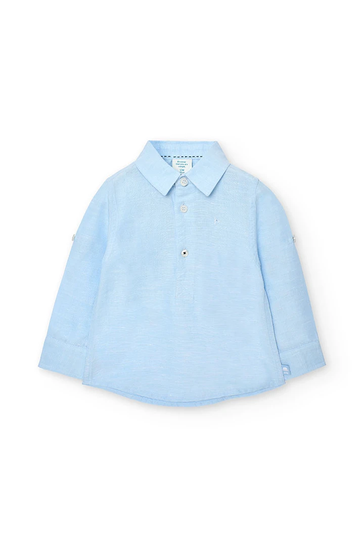 Chemise en lin pour bébé garçon, couleur bleue