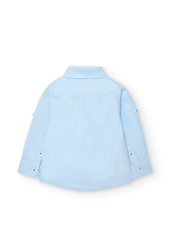 Chemise en lin pour bébé garçon, couleur bleue