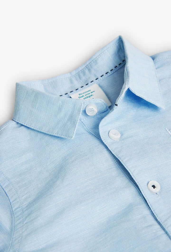 Chemise en lin pour bébé garçon, couleur bleue