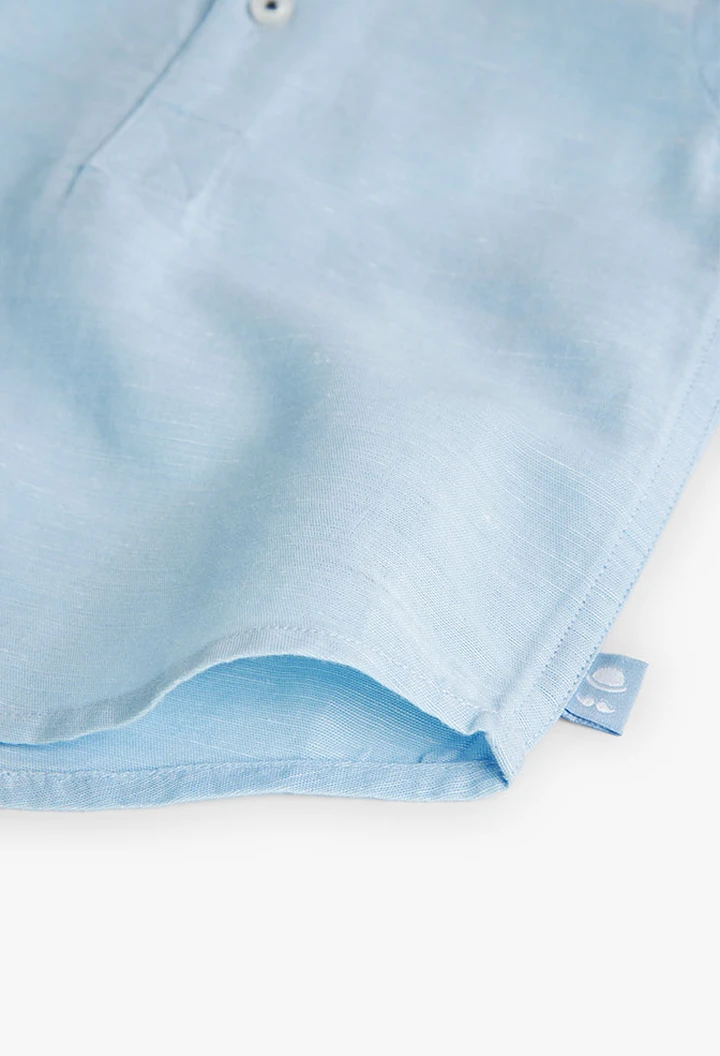 Chemise en lin pour bébé garçon, couleur bleue