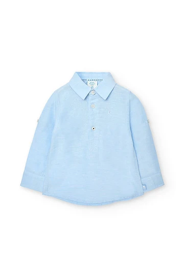 Camisa de lli de bebè nen en color blau