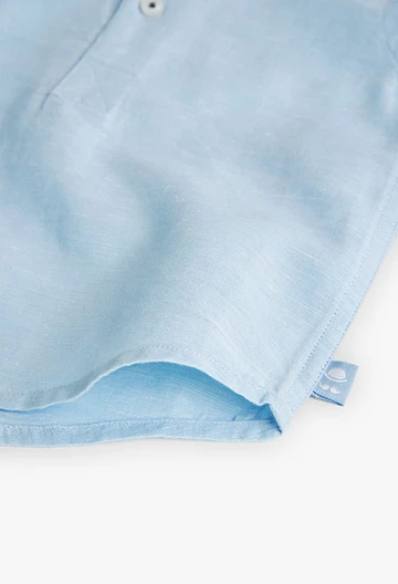 Camicia di lino da neonato blu