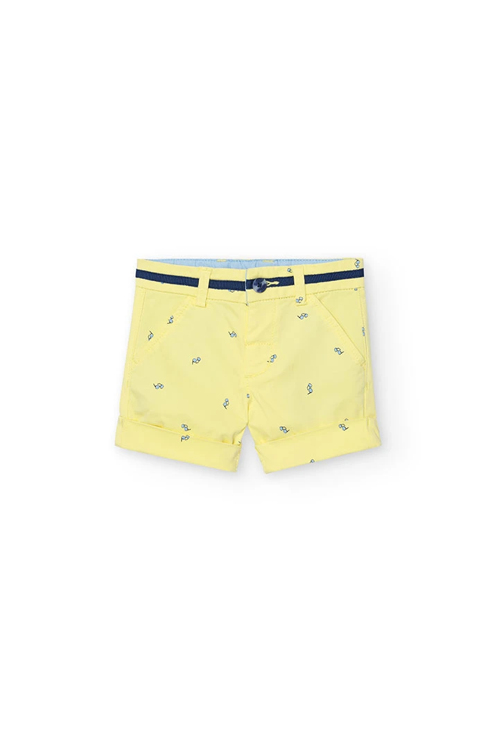 Satin-Bermuda-Shorts aus bedrucktem Satin in Farbe Gelb