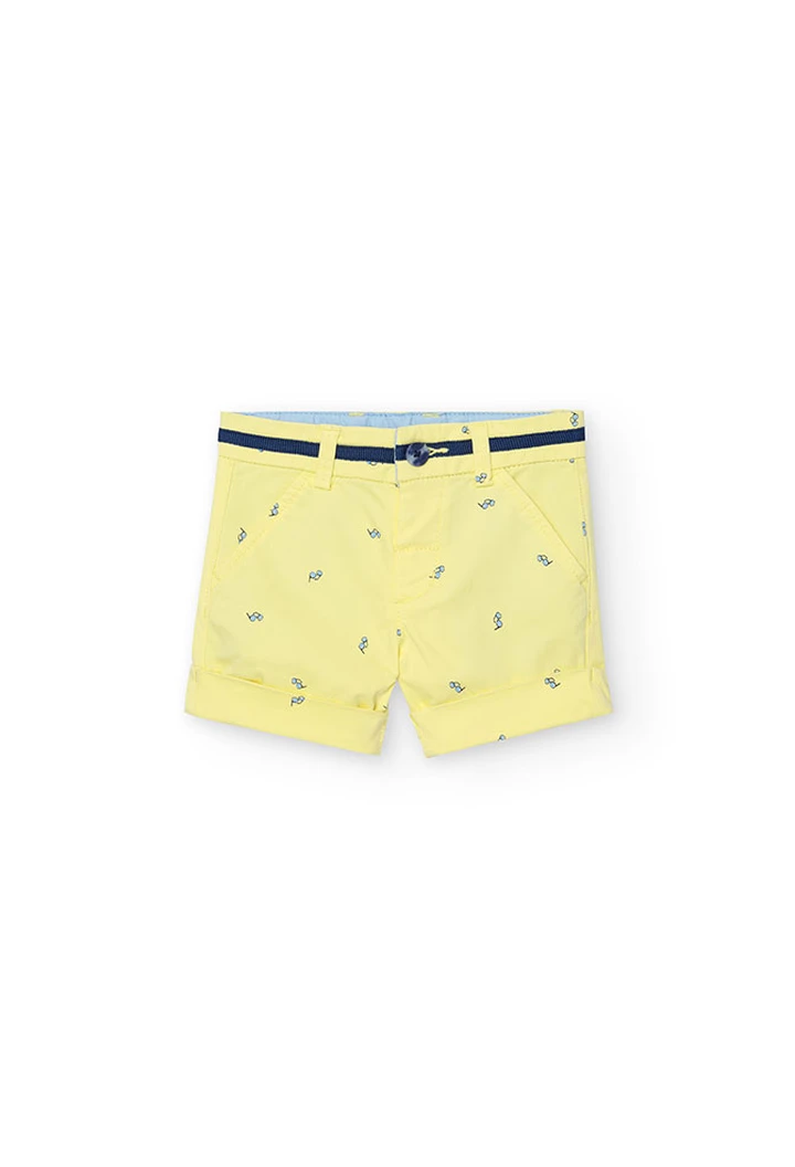 Bermuda satin imprimé jaune pour bébé garçon