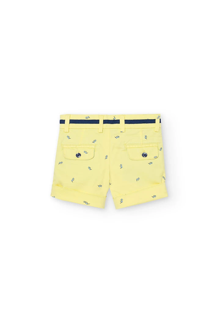 Baby boy\'s printed satin shorts in yellow