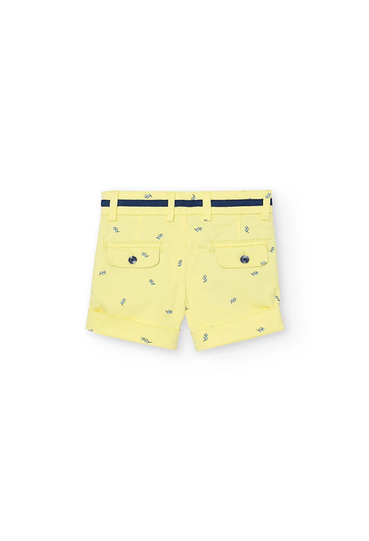 Bermuda satin imprimé jaune pour bébé garçon