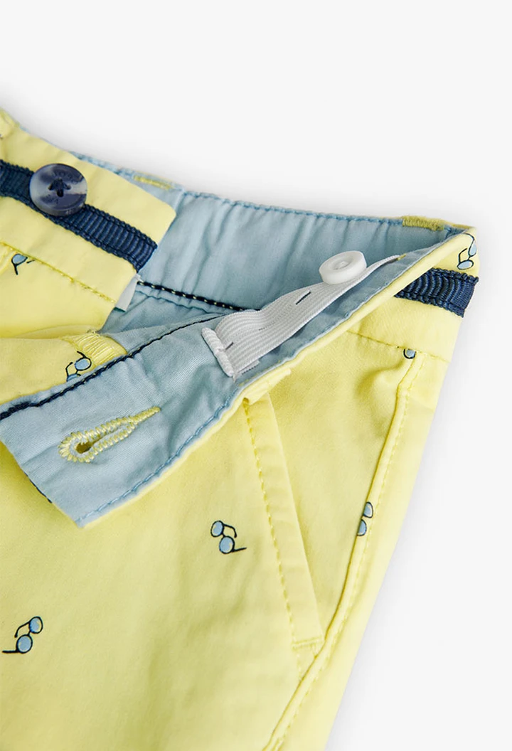 Bermuda satin imprimé jaune pour bébé garçon