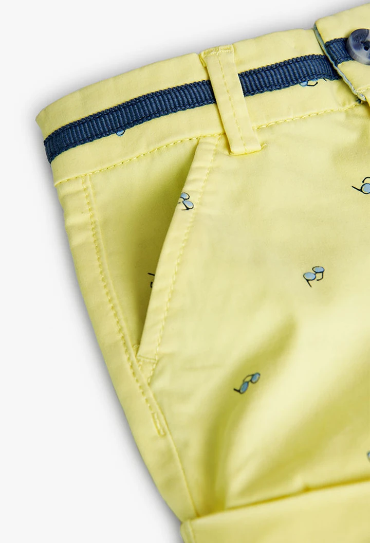 Bermuda satin imprimé jaune pour bébé garçon