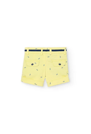 Satin-Bermuda-Shorts aus bedrucktem Satin in Farbe Gelb