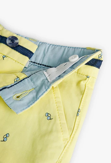 Baby boy's printed satin shorts in yellow