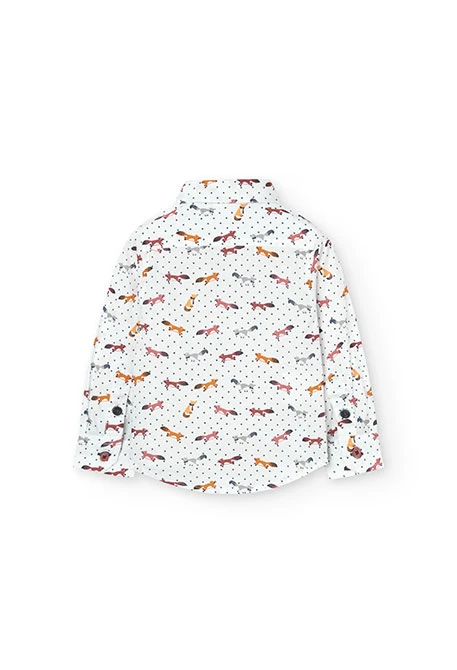 Camisa de popelín estampada de animales para bebé niño