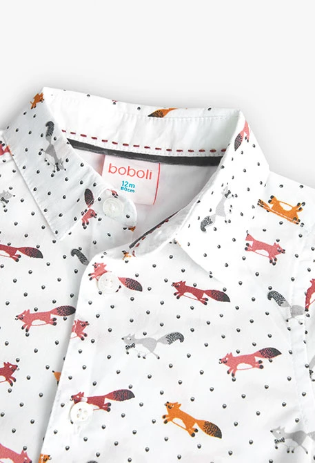 Camicia in popeline stampata con animali per neonato maschio