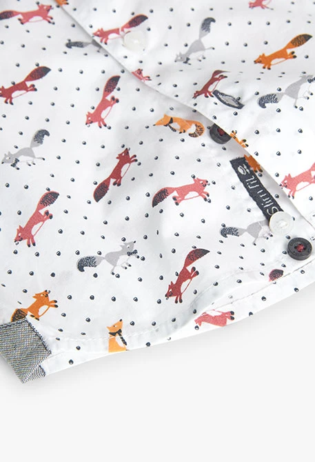 Camisa de popelín estampada de animales para bebé niño